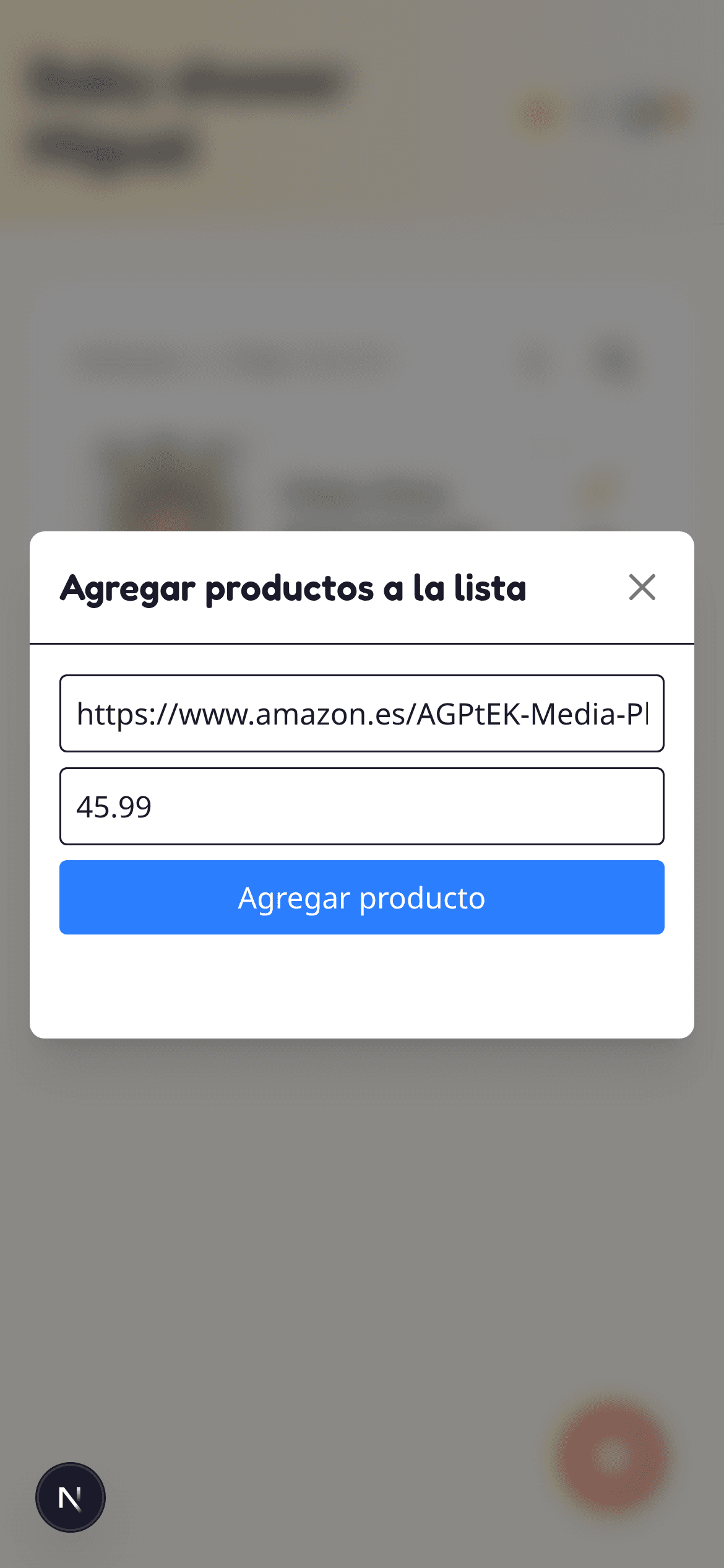Pega la URL de un producto