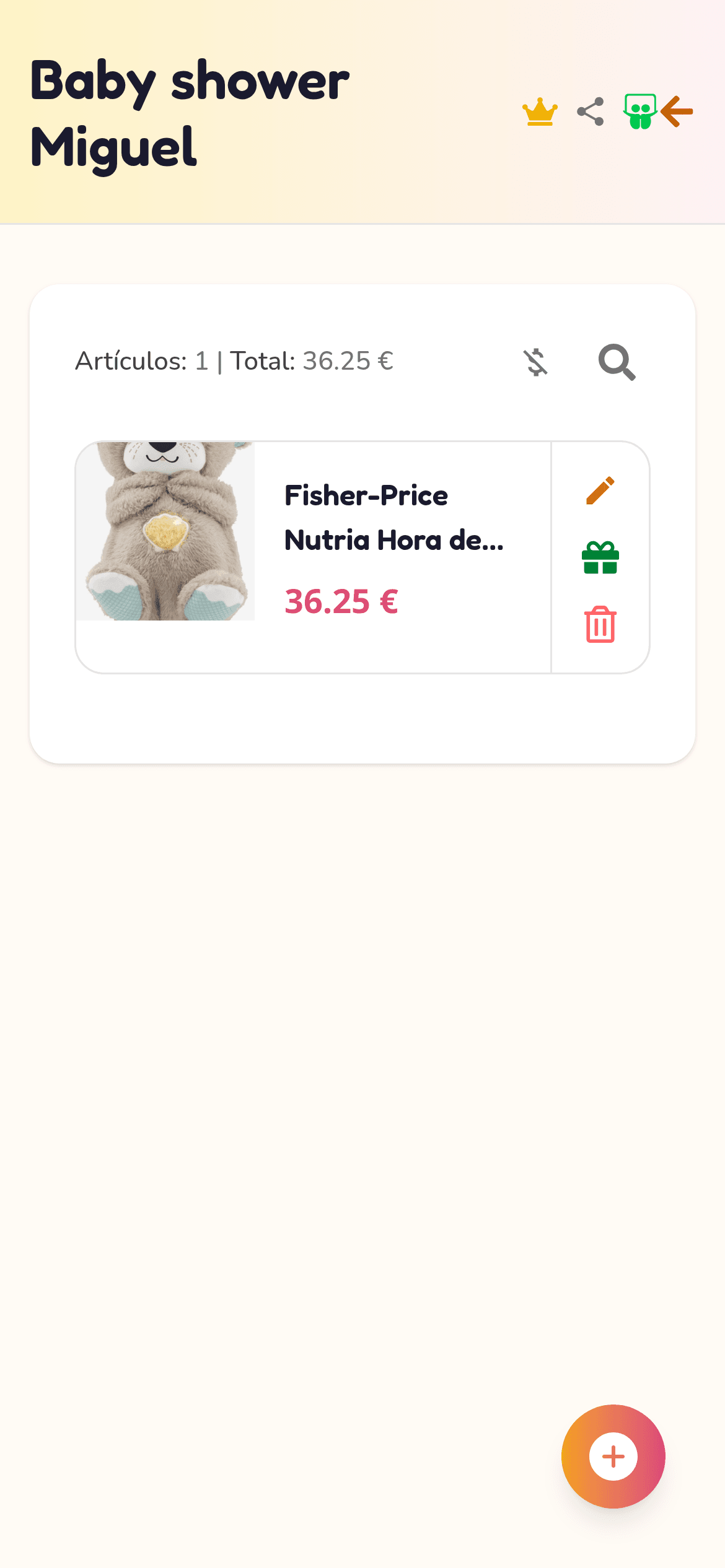 GiftList rellena los detalles